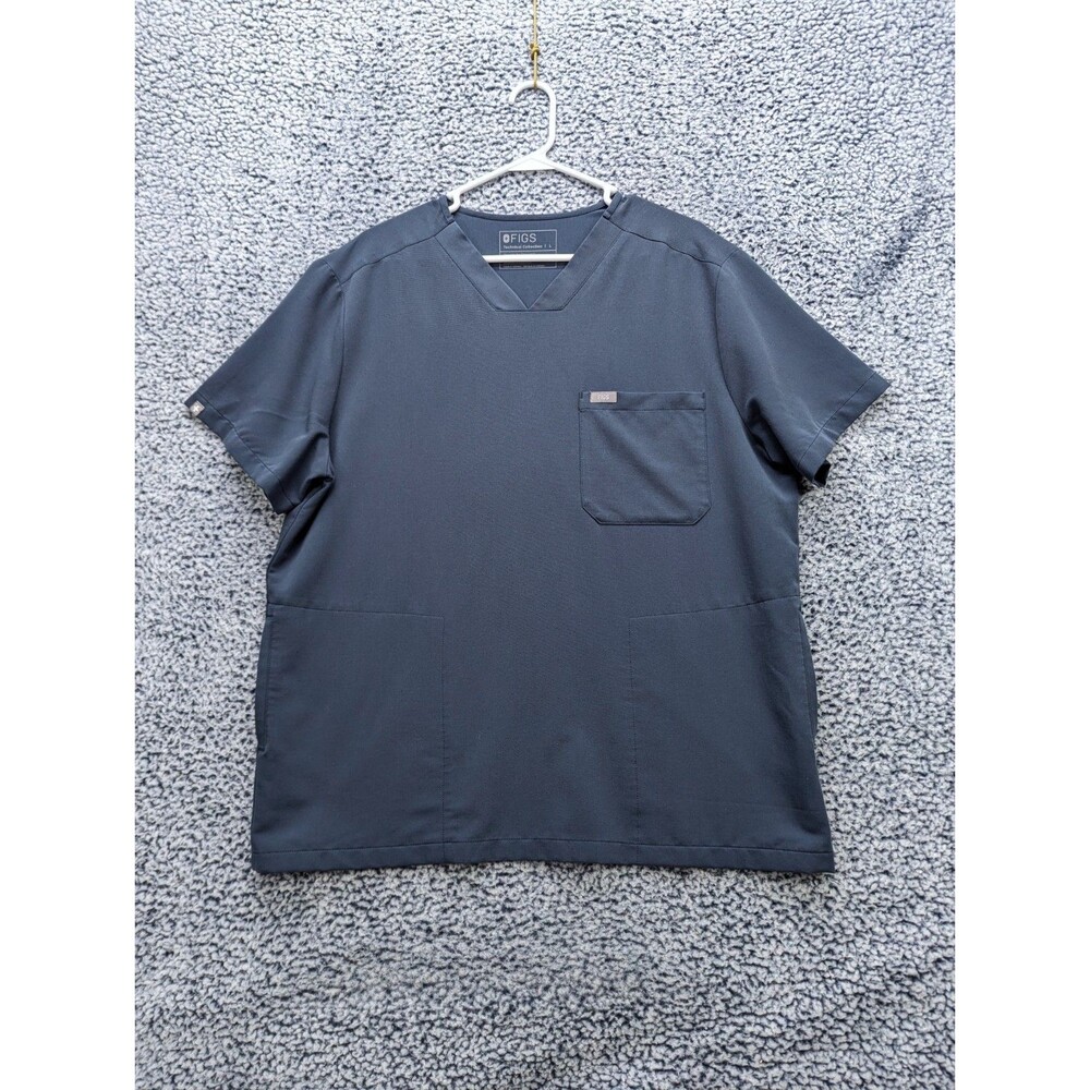 Figs Chisec Three Pocket Scrub Top Mens LG Doctor Nurse Healthcare Dentist Blue